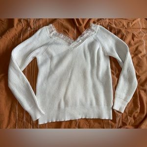 V neck lace detail sweater